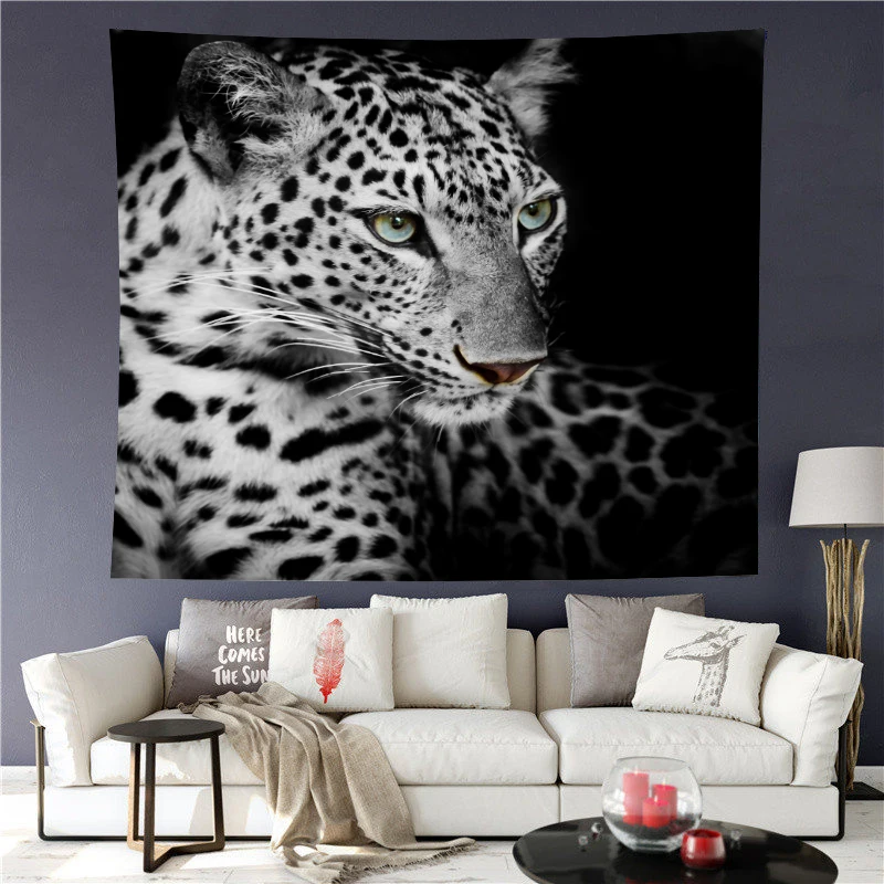 Boniu украшения для спальни гобелен с животными 3D Волк/олень/Лев с огнем/черный и белый леопард Tapestryt настенный