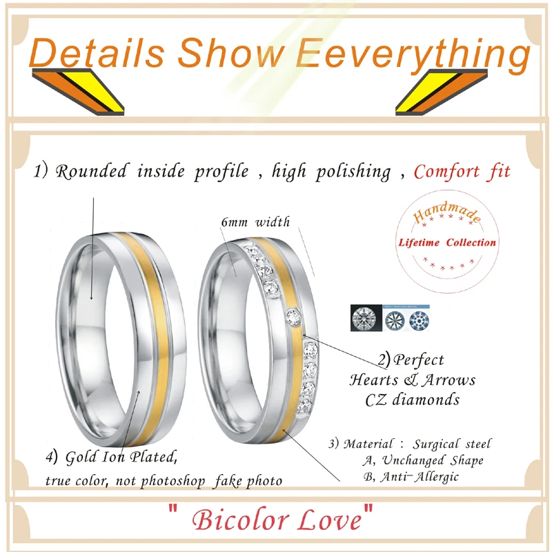 Unique Wedding Band Couple Ring Silver Color Cubic Zirconia Lovers Mens Bridal Jewelry Promise Rings For Women (6)