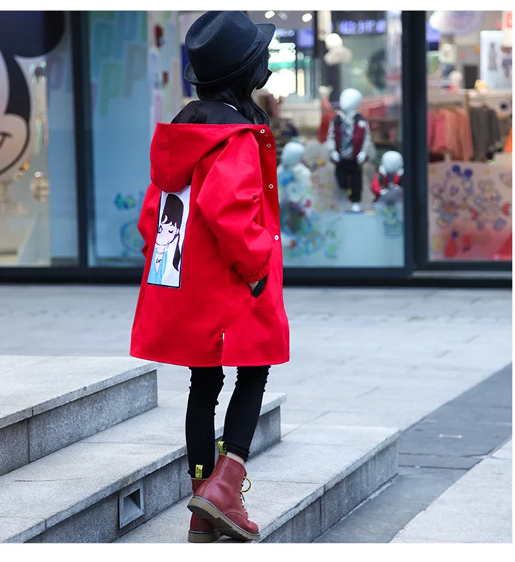 Jaquetas para a Menina com Capuz Jaqueta de Outono Blusão para Meninas Dois Lados Usar Fina Crianças Trench Coat Outwear Roupas Infantis Mod. 254931 12 blusão para meninas trench coat outwear roupas infantis