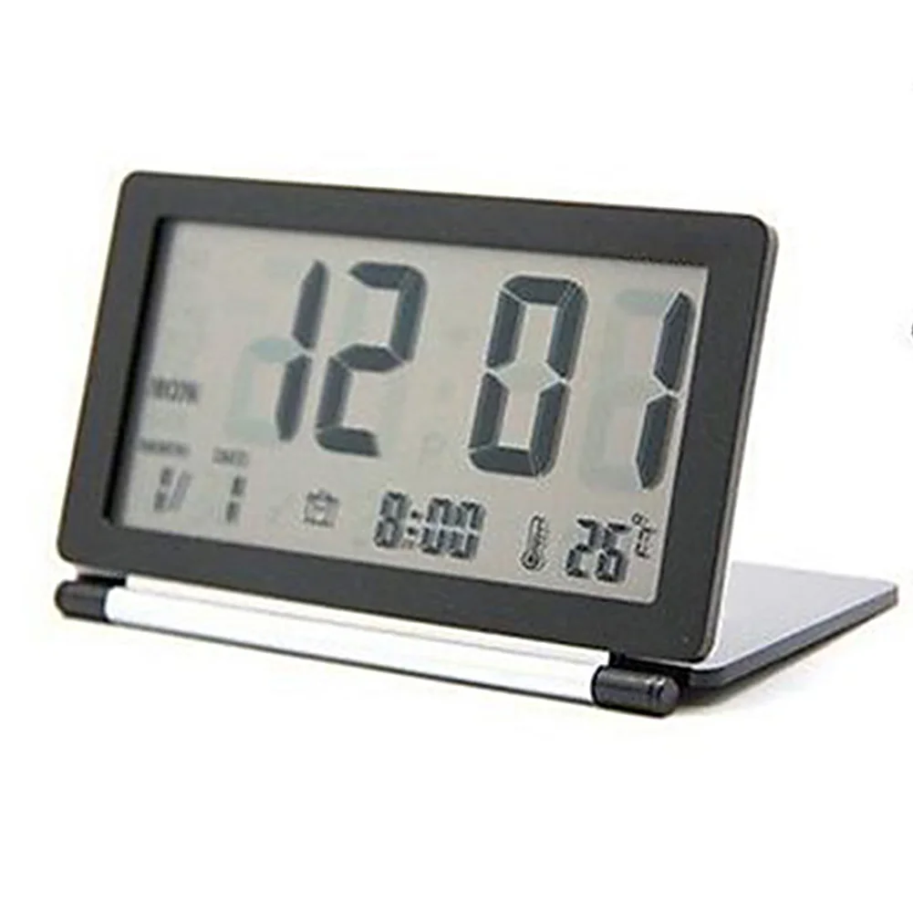

Alarm Clock LCD Display Folding Office Temperature Flip Desk Home Digital Calendar Silent Travel Electronic