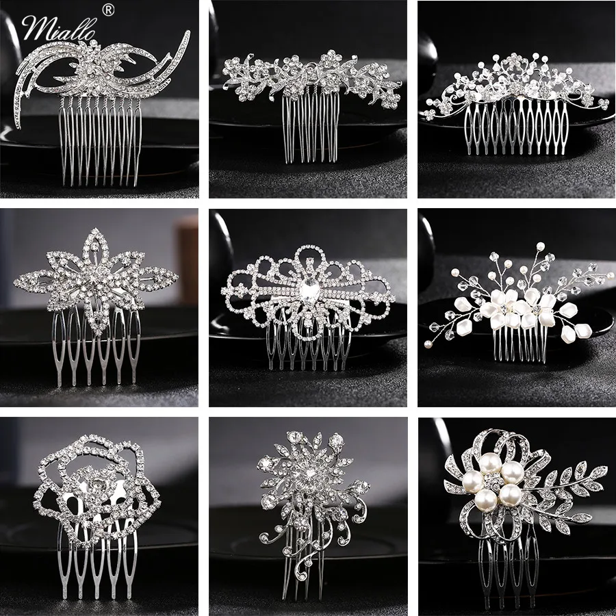 

Miallo Wedding Hair Comb Clip for Bridal Rhinestone Hairpins Accessories for Bride Pearl Hair Side Combs Jewelry for Women