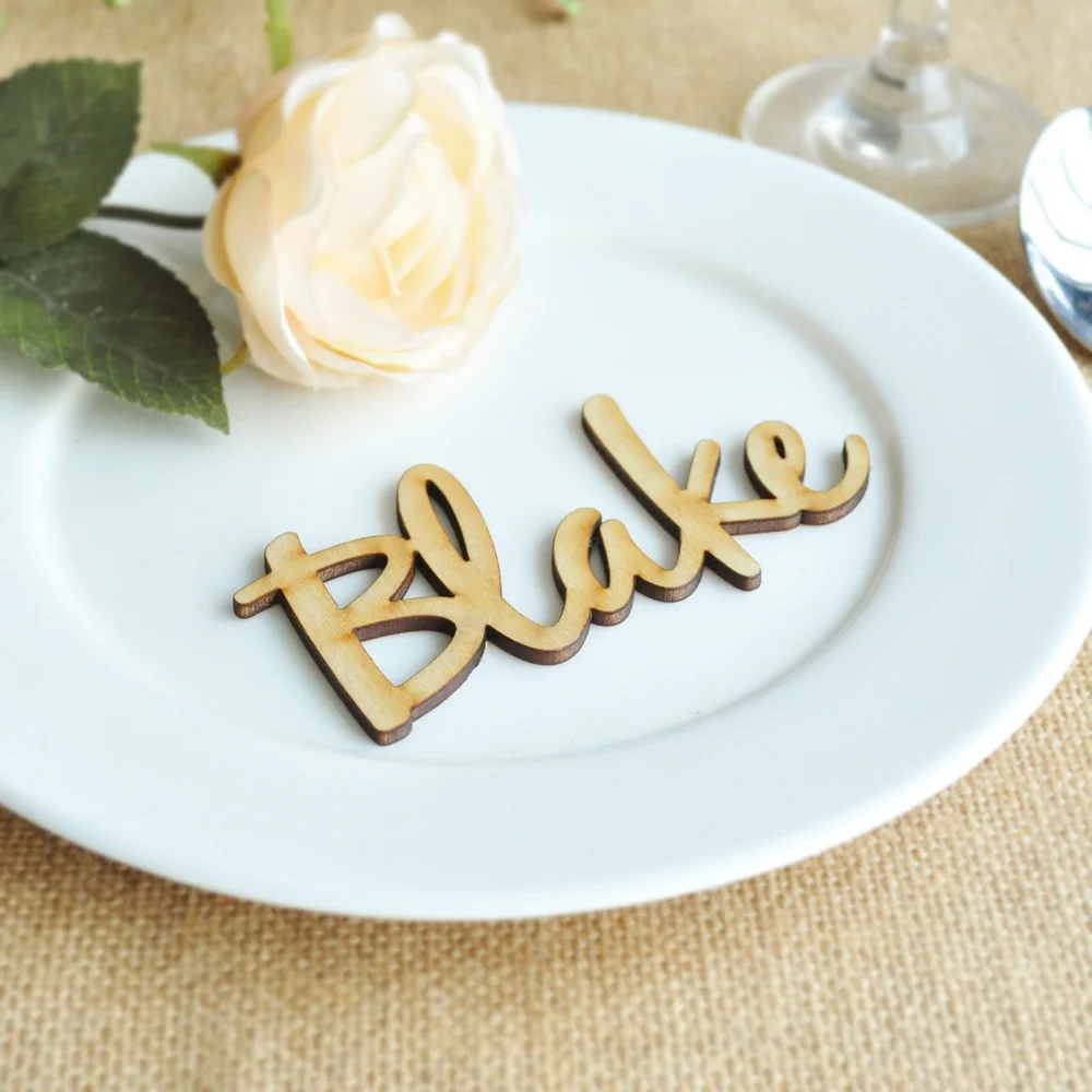 10pcs Personalized Wood Place Card Rustic Name Cards With Wedding Menu Custom Tags Reception Signs Party Diy Decorations Aliexpress Custom Name Tags Wedding Reception Wood