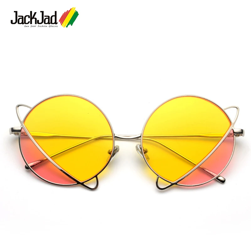 

JackJad 2018 Fashion Double Color Tint Ocean Lens Round Sunglasses Women Brand Design Future Sun Glasses Oculos De Sol S31138