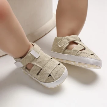 

Casual Baby Boy Cotton Hollow Design Shoes Breathable Anti-slip Soft Sole Sandals