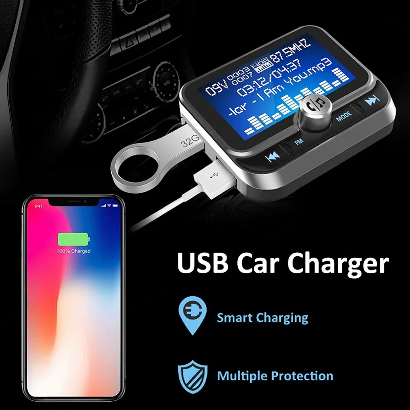 FM передатчик Bluetooth автомобильный аксессуар громкая связь MP3 музыкальный плеер AUX
