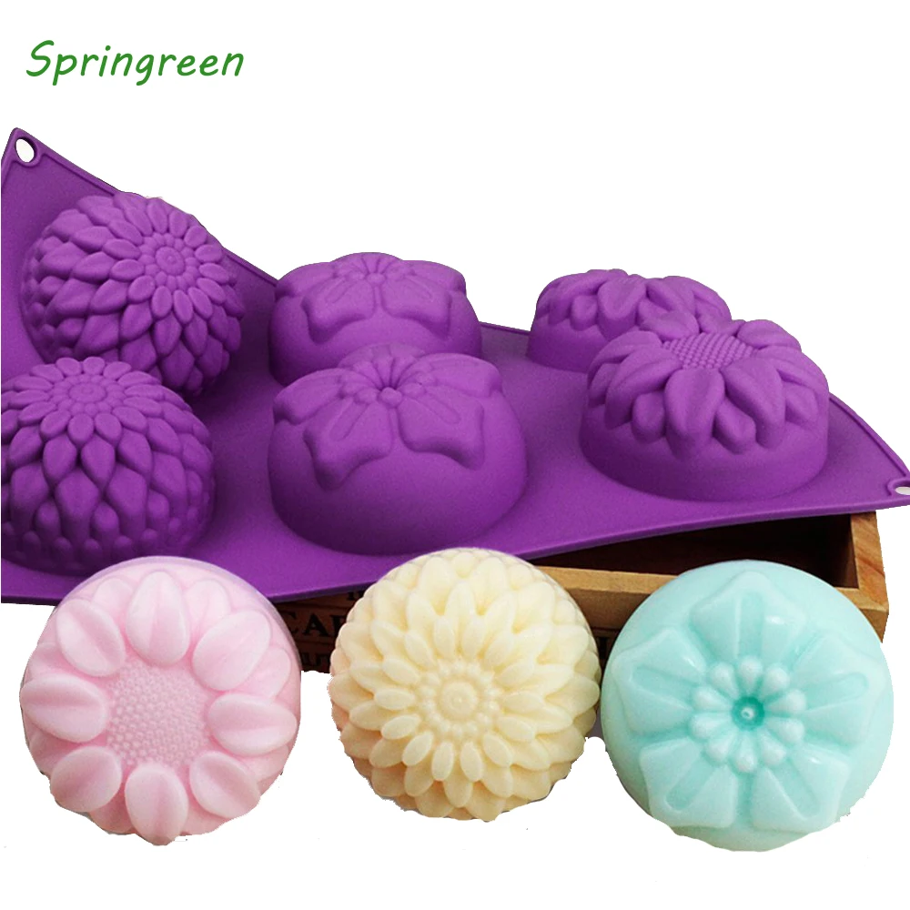Springreen 6 шт. силиконовая форма в виде Розы стаканчики для кексов, булочек мыло ручной работы пресс-форма для кексов посуда для выпечки формы для выпечки Еда Класс