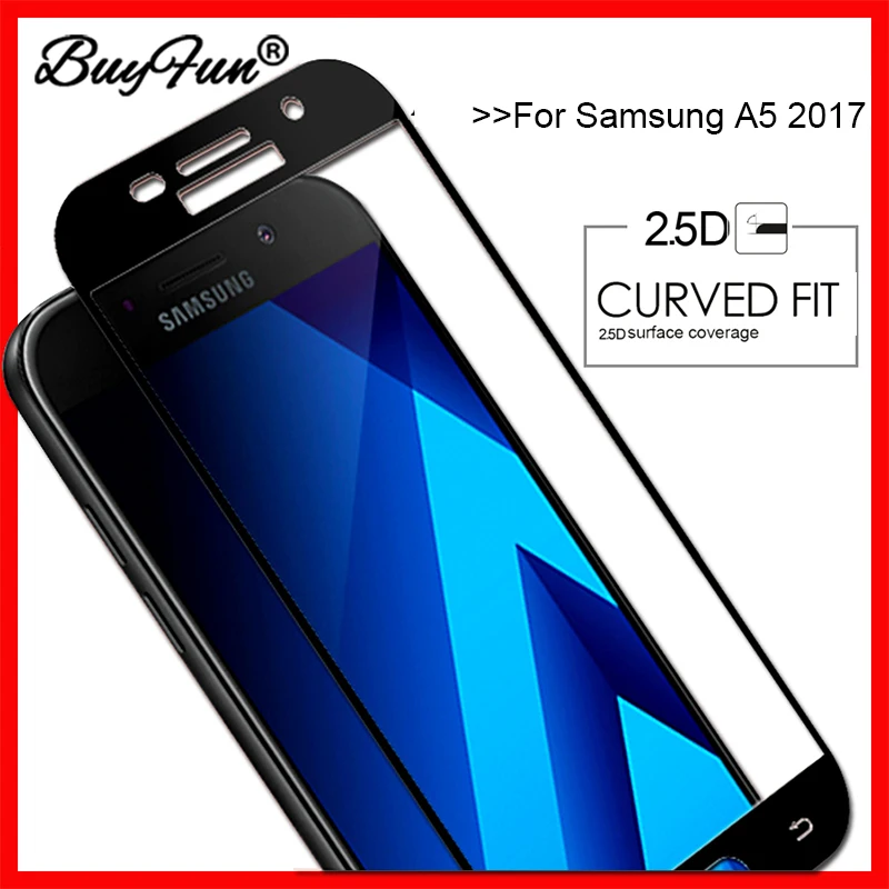 

A5 2017 A520 9 H 2.5D Full Cover Tempered glass For Samsung Galaxy A5 2017 A520F A520 5.2inch Glass Screen Protective Film Case