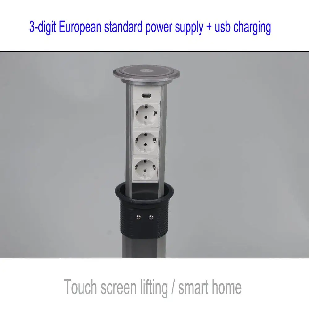 Touch screen lifting / smart home desktop socket 3 bit European standard power supply with usb charging Kitchen socket/TM-003 |