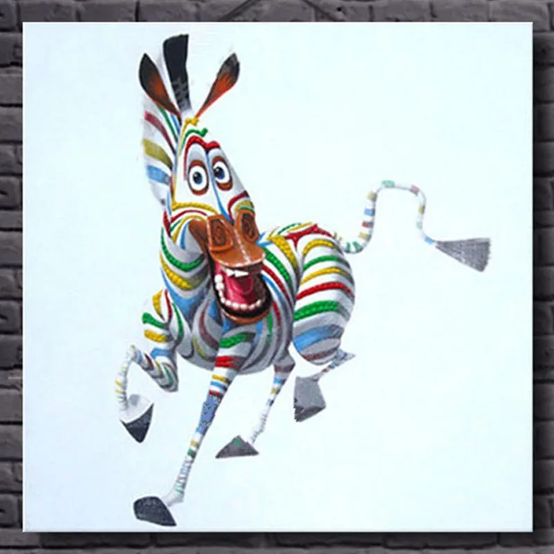 

Handmade Modern Abstract Home Decoration Wall Art Cute Funny Cartoon Zebra Paintings Hand Painted Animal Oil Painting on Canvas
