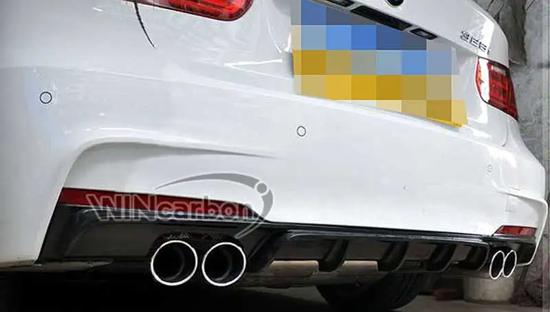 P Style Real CARBON FIBER REAR DIFFUSER 4pipes FOR BMW 3-Series F30 M-TECH M-Sport BUMPER 320i 328i 335i 2012UP