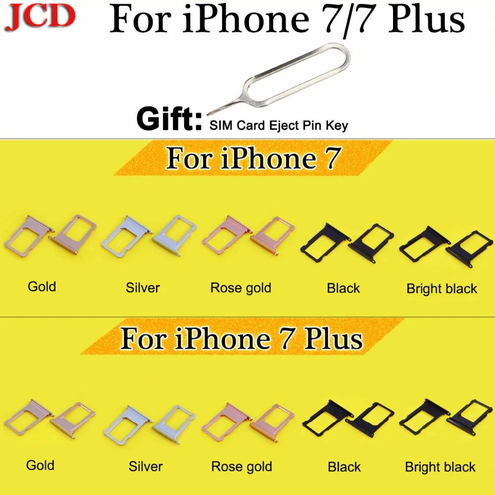 

JCD New For iphone7 Nano SIM Card Holder Tray Slot for iphone 7 7 Plus Replacement SIM Card Holder Adapter Socket Accessories