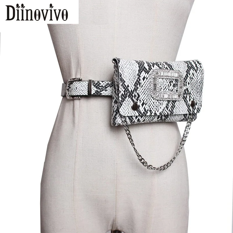 DIINOVIVO Мода серпантин Женская поясная сумка бриллианты из искусственной кожи поясная сумка новая цепь ручной сумки телефонные чехлы