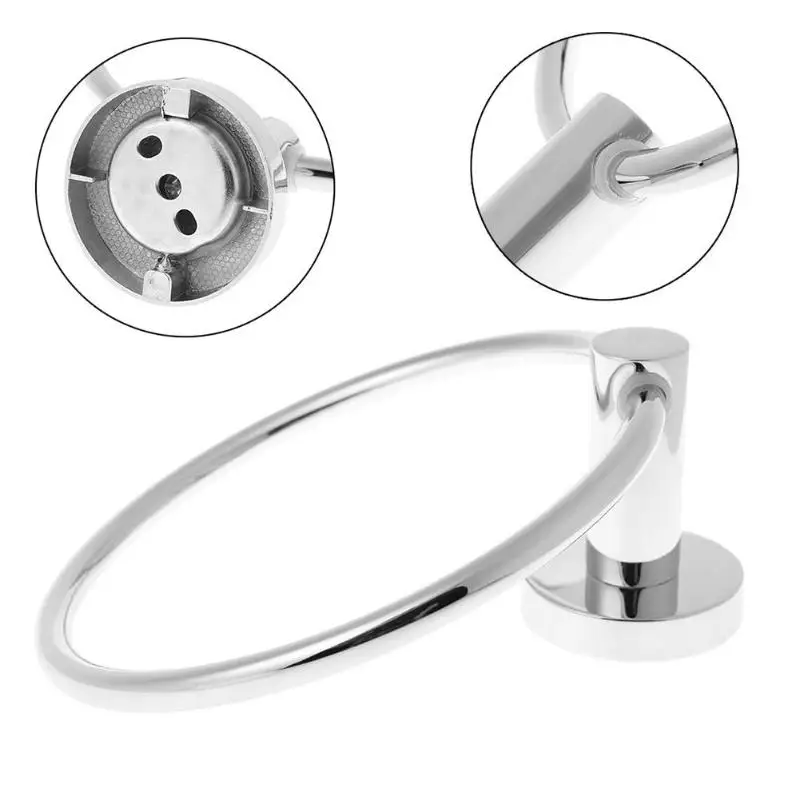 Stainless Steel Round Style Wall Mounted Towel Ring Holder Hanger Bathroom