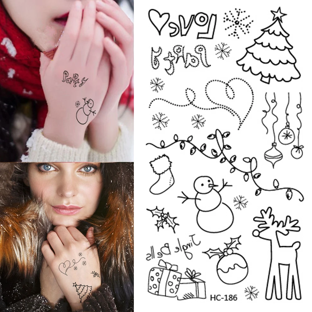 5pcs/lot Merry Christmas Tattoo Sticker Decoration Noel Christmas Gifts Xmas Decor Natal Navidad Happy New Year Gift,Q