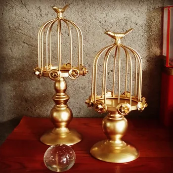 

new arrival birdcage golden vase Golden Iron Electroplating artware candle holder