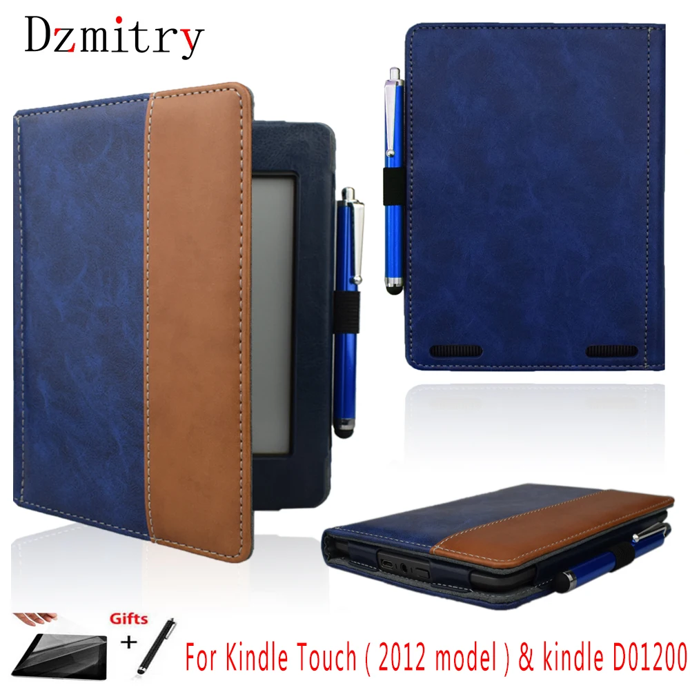 

PU Leather Flip Book Cover For Kindle Touch(2011 2012) Ebook eReader Modle:D01200 Protective Case+Film+Stylus Pen