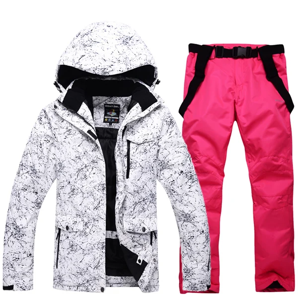 30 мужская или женская зимняя одежда Комплекты для сноубординга водонепроницаемые ветрозащитные дышащие спортивные лыжные костюмы куртки и брюки с ремнем - Цвет: rose red pant