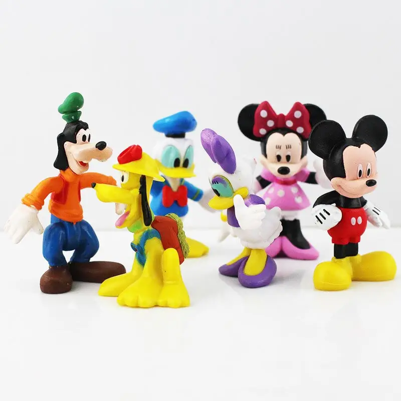 6pcs/lot Mickey Figures Minnie Mouse Donald Duck Goofy Dog Pluto Dog Daisy Cartoon PVC Figure Collection Model Toy Dolls 6-8cm