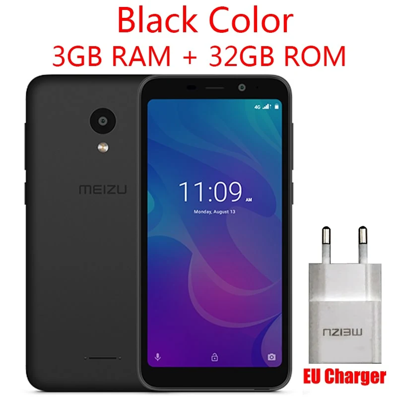 Глобальная версия Meizu C9 4G LTE 2 Гб 16 Гб 5,4" 1440x720 p ips четырехъядерный процессор 13,0 МП камера Две sim-карты мобильный телефон - Цвет: Black 3G 32G