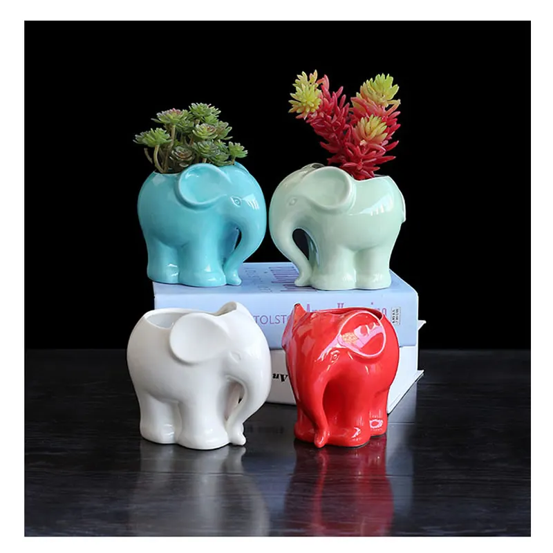 Cute elephant ceramic smalll vase Home Desktop decoration elephant vase