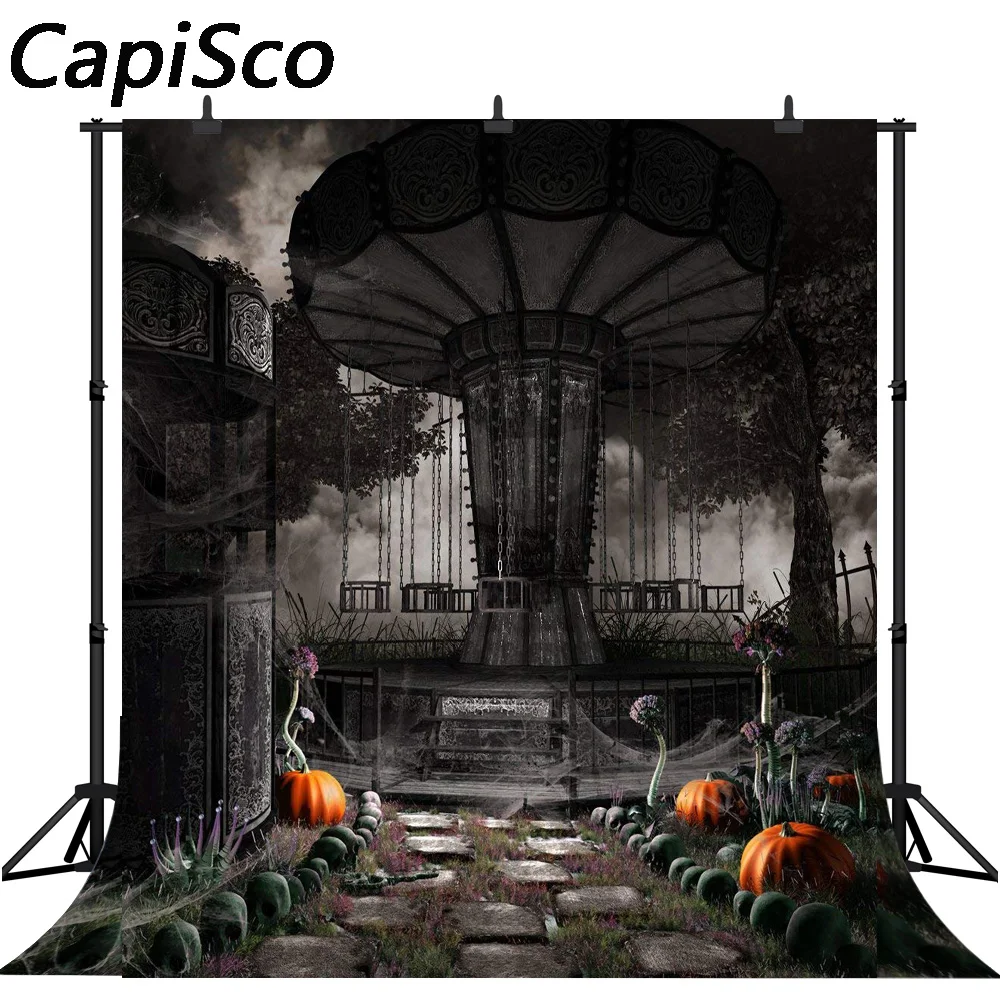 

Capisco Seamless photography background horrible amusement park Halloween theme backdrop professional photo background studio