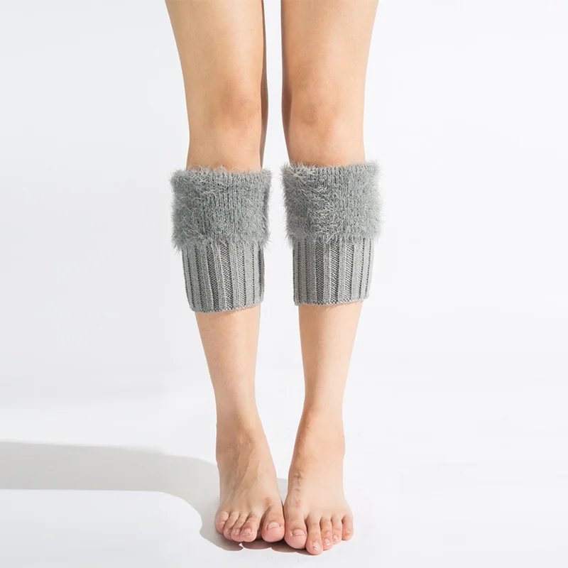 Fashion Design Women Leg Warmer Solid Warm Short Boot Cuffs Comfortable Winter Knitted Leg Warmer 7 Colors Faux Fur Leg Warmers (17)