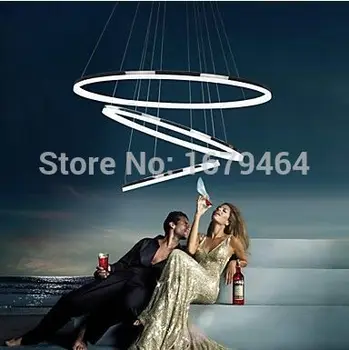 

LED New Modern Simple Design Mini Pendant Living LED Three Ring 70W Free Shipping 80+60+40cmFree shipping