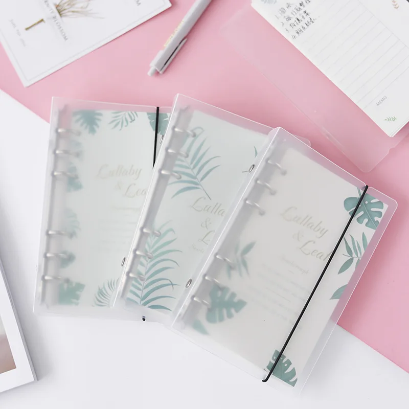 

KKBOOK New small fresh notebook creative PVC transparent hand book Japanese-style loose-leaf book set travel diary book