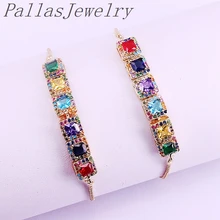 5 шт. модный микро-паве красочные CZ Регулируемая скользящая цепь Очаровательная Femme Радуга мульти циркония браслеты