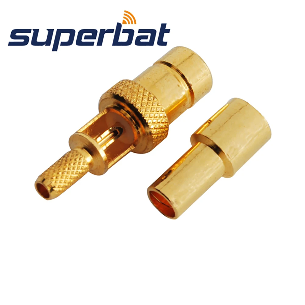 Superbat 10pcs 75ohm SMB Male Straight Crimp RF Coaxial Connector Attachment for RG316 RG174 LMR100 Cables - Bulk Pack