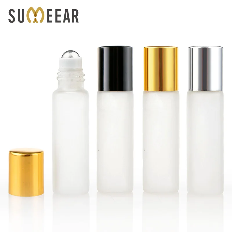 

Factory Sale 100 Pieces/Lot Mini Roll On Essential Oil Bottles Empty Cosmetic Frosted Glass Refillable Perfume Roller Bottles
