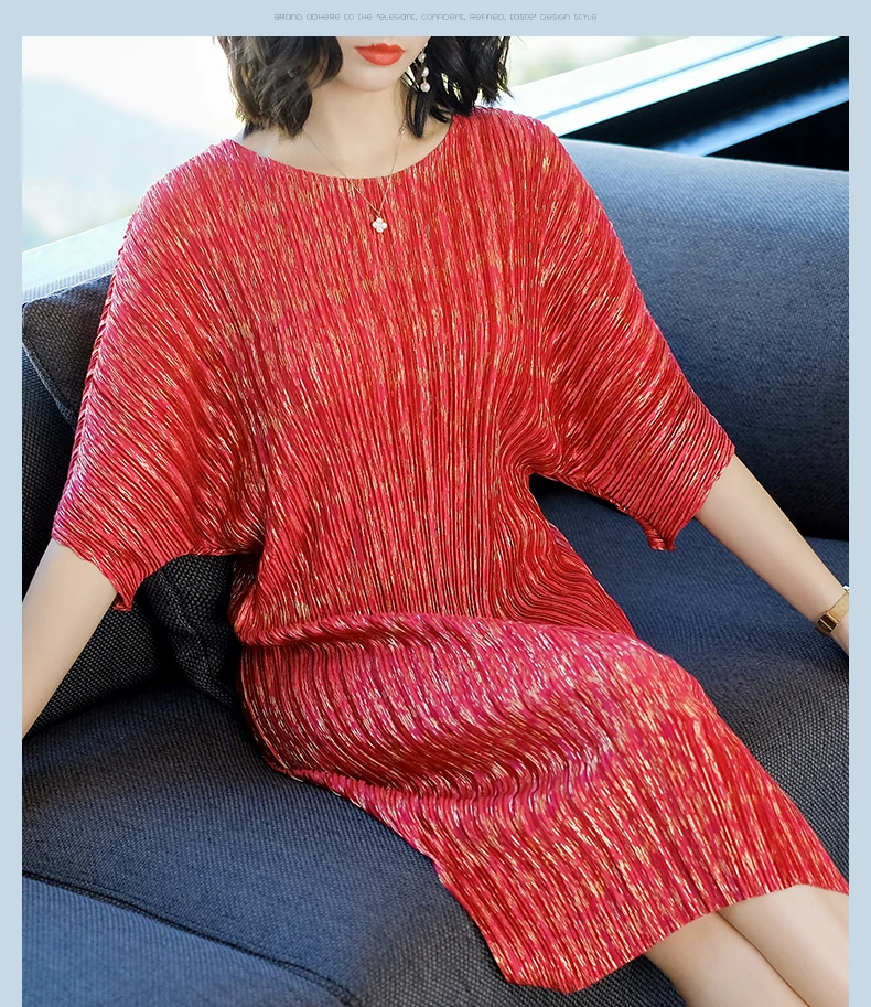 

Dress Female Summer 2019 New Style Cover Belly by Age Ladies Fashion Irregular Loose Pleated dresses free shipping