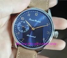 2017 new fashion PARNIS 44mm blue dial 6497 Mechanical Hand Wind movement High quality men’s watch wholesale 66