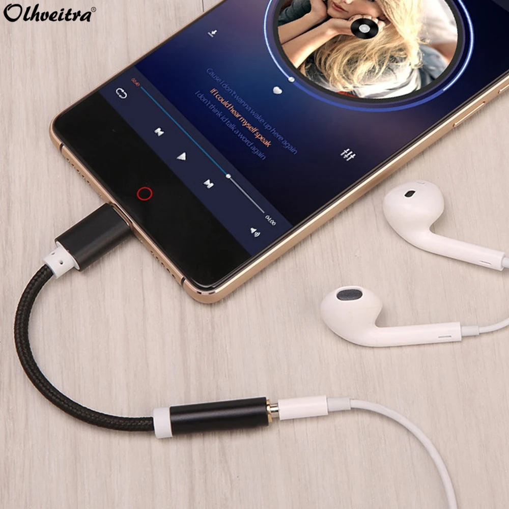 

Olhveitra Type C Aux Adapter Jack 3.5mm Splitter Audio For Oneplus Huawei Samsung Headphone Adapter Audífonos Tipo C Cable USB C