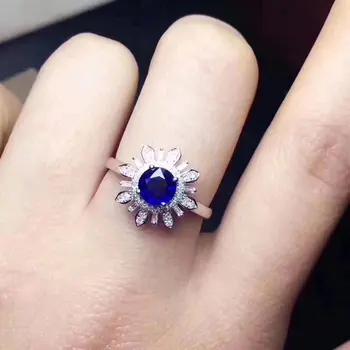 

Fidelity Natural 5*5mm Sri Lanka sapphire stone Ring s925 sterling silver noble fine Jewelry for women Natural blue gemstone