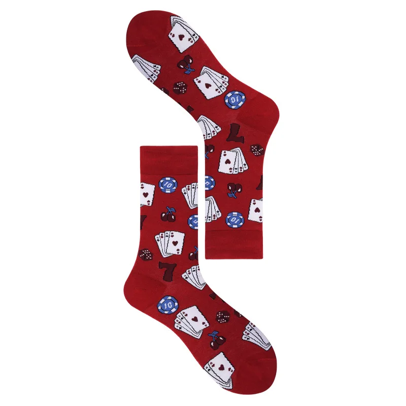 Носки забавные мультяшные Ретро плитки игральные карты Харадзюку счастливый Скейтбординг улица хип-хоп Ретро повседневные хлопковые носки