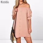 Save 2.23 on Vestidos 2017 ZANZEA Women Sexy Off Shoulder Mini Party Dress Casual Loose Half Sleeve Strapless Dresses Plus Size Long Tops