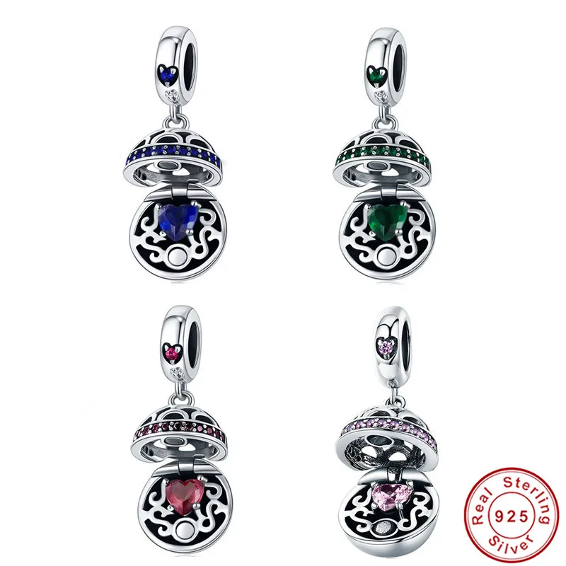 

INBEAUT Treasure Stone Boxes Beads 925 Sterling Silver Mysterious Green&Red Zircon Gift Jewelry Box Charm fit Trendy Bracelet