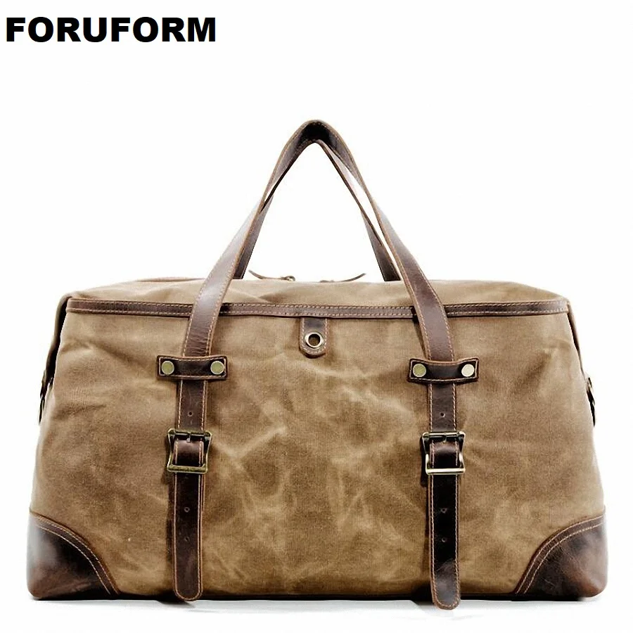 

Men Travel Bag Vintage Waterproof Canvas Weekend Traveling Duffle Bags Large Carry on Luggage Bag