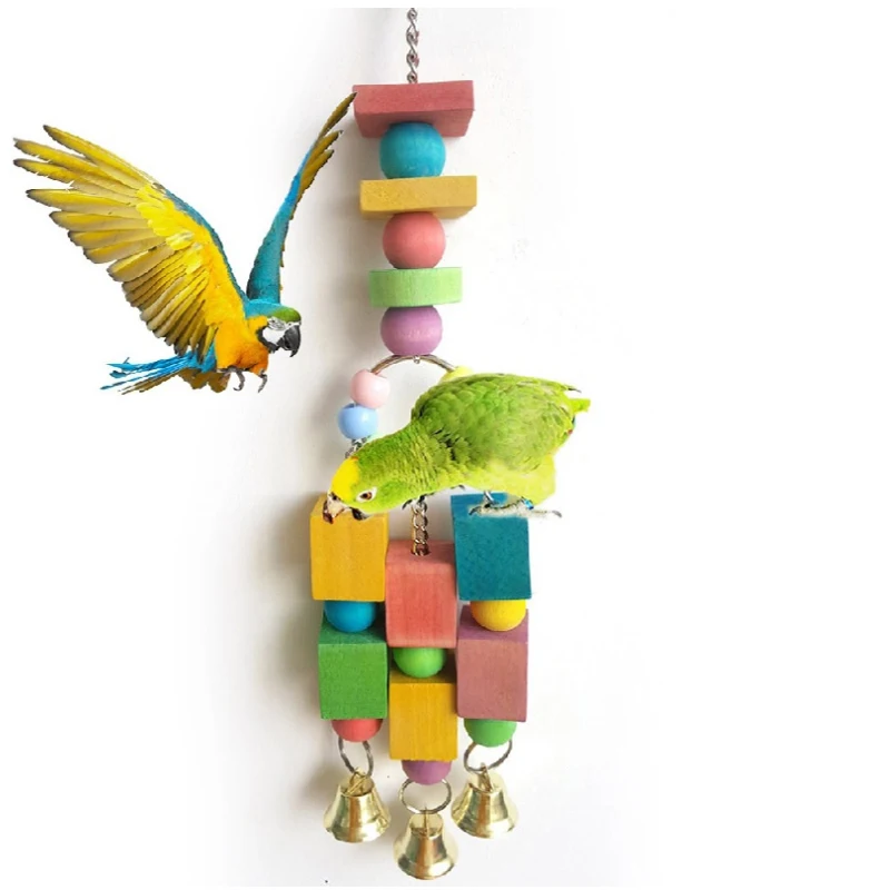 1 pcs Parrot Swing Cage Toy Parakeet Cockatiel Wooden Parrots Swings Parrot bird toy swing chewing toys with bell Accessories