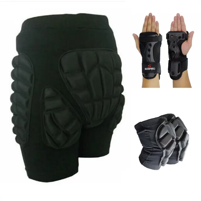 US $9.96 Soared Outdoor Snowboarding skate Hip Pad roller skates Knee Pads Wrist Support snowboard knee prot