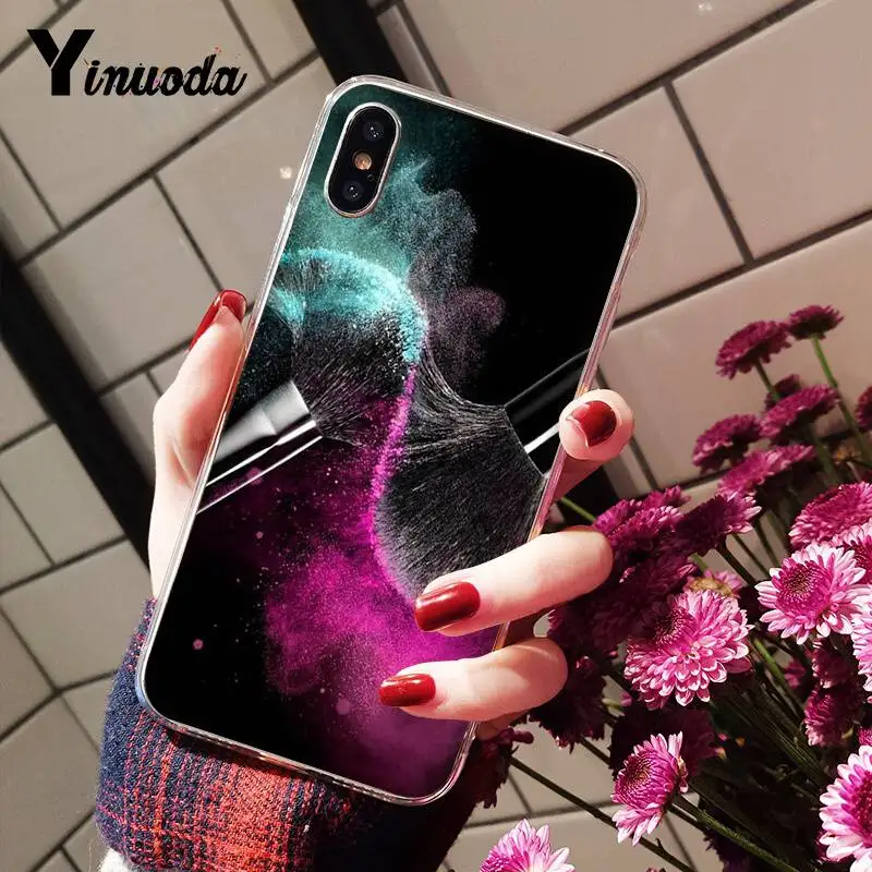 Yinuoda красивый чехол для телефона с кистью макияжа девочек iPhone X XS MAX 6 6S 7 7plus 8 8Plus 5 5S