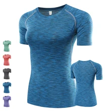 Hot 2016 Women’s Yoga Gym T shirt Compression Tights Jersey Sport T-shirts Dry Quick Running Short Sleeve Fitness Clothes