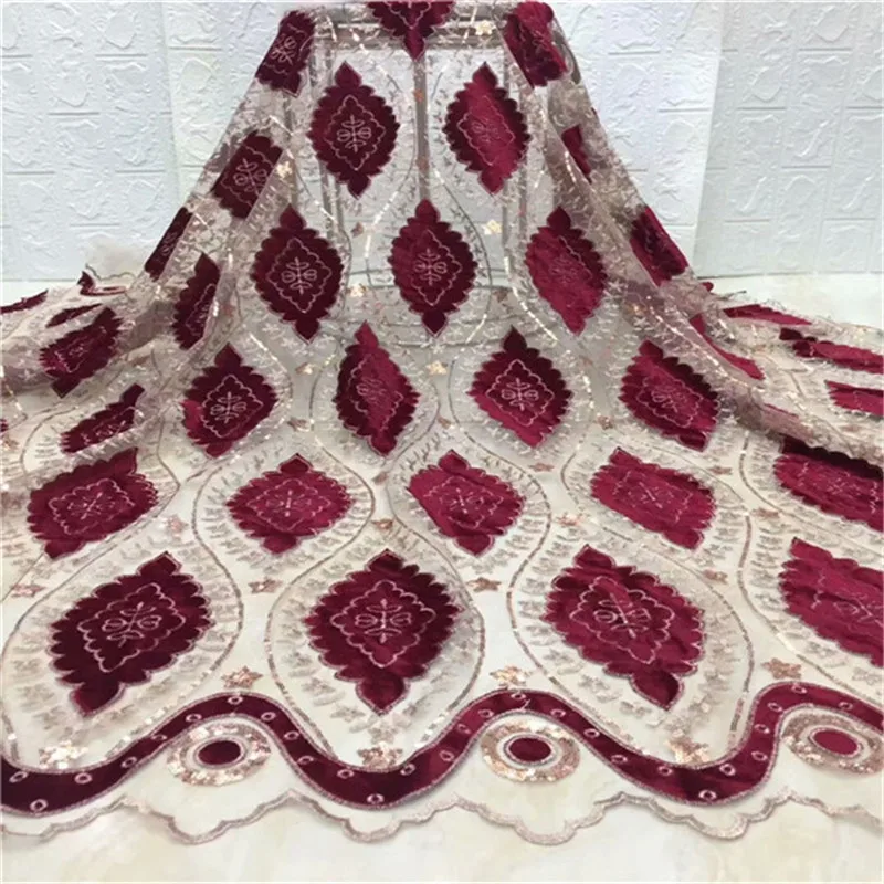 

French Net Lace 2019 Latest African velvet Lace Fabric With Embroidery Mesh Tulle Lace Fabric High Quality Nigerian Lace