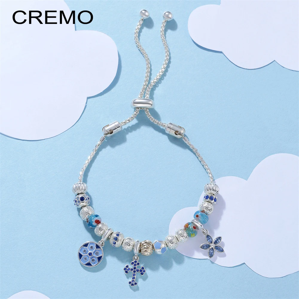 Cremo Crystal Charm Silver Sliding Bracelet For Women Original Fashion Jewelry Making Anniversary Gift | Украшения и аксессуары