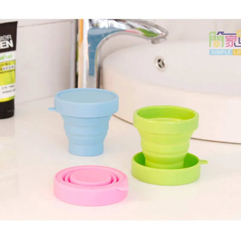 Al aire libre vajilla nueva portátil de silicona plegable retráctil copa de agua viajes de Camping telescópica plegable suave bebiendo tazas