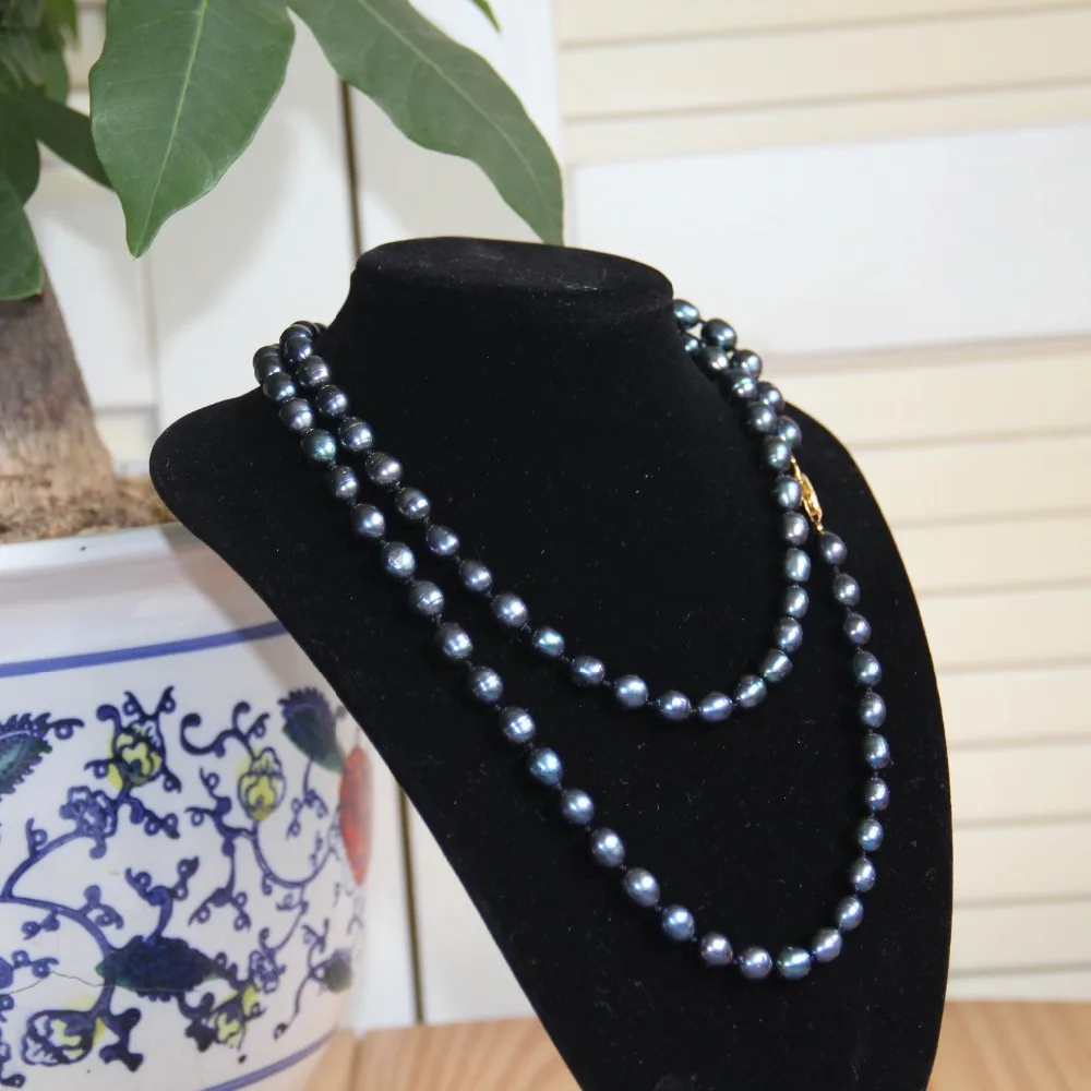 

Hot New For Necklace 8-9mm Black Long Multilayer Pearl Necklace Pendant Women Necklace Girl Chain Party Jewelry Brand Making