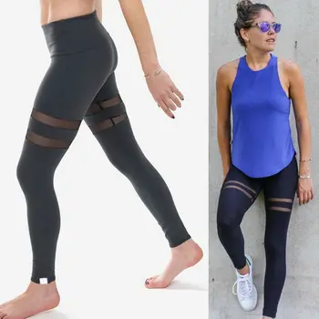 

Womens Sport Pants High Waist Striped Trousers Leggings Fitness Gym Women Ladies