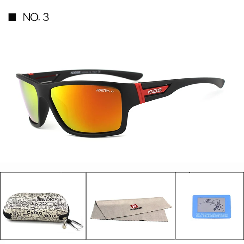 KDEAM, летние поляризационные солнцезащитные очки, мужские HD полароидные линзы, спортивные солнцезащитные очки, очки с фирменной жесткой коробкой, lentes de sol KD510 - Цвет линз: C3