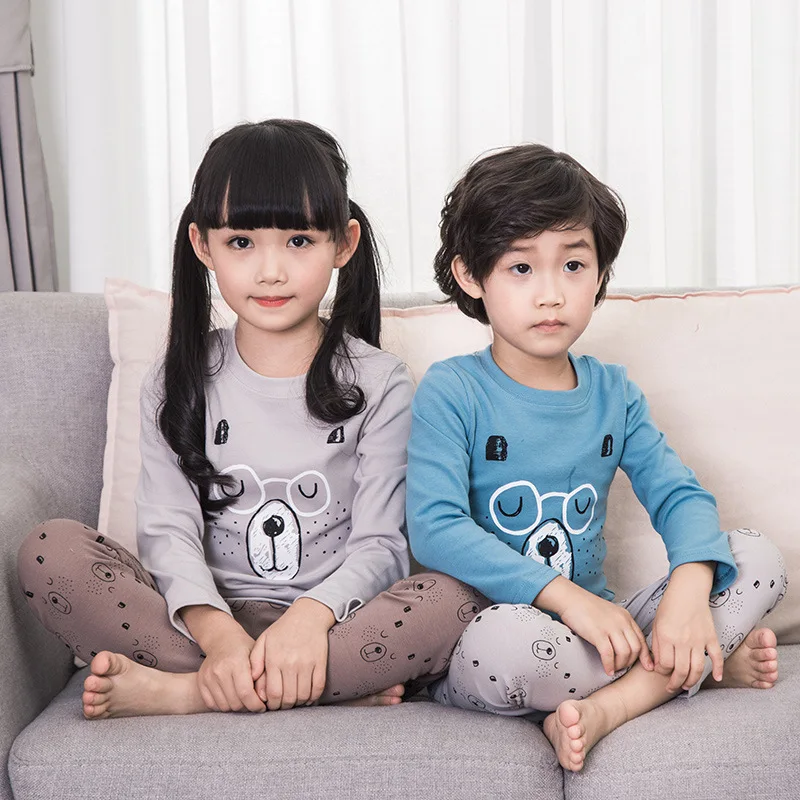 Cheap Children s Pajamas Sets Toddler Cotton Cartoon Printed Pajamas Children Clothing Baby Long Sleeve T Shirt Kids Thermal Underwear